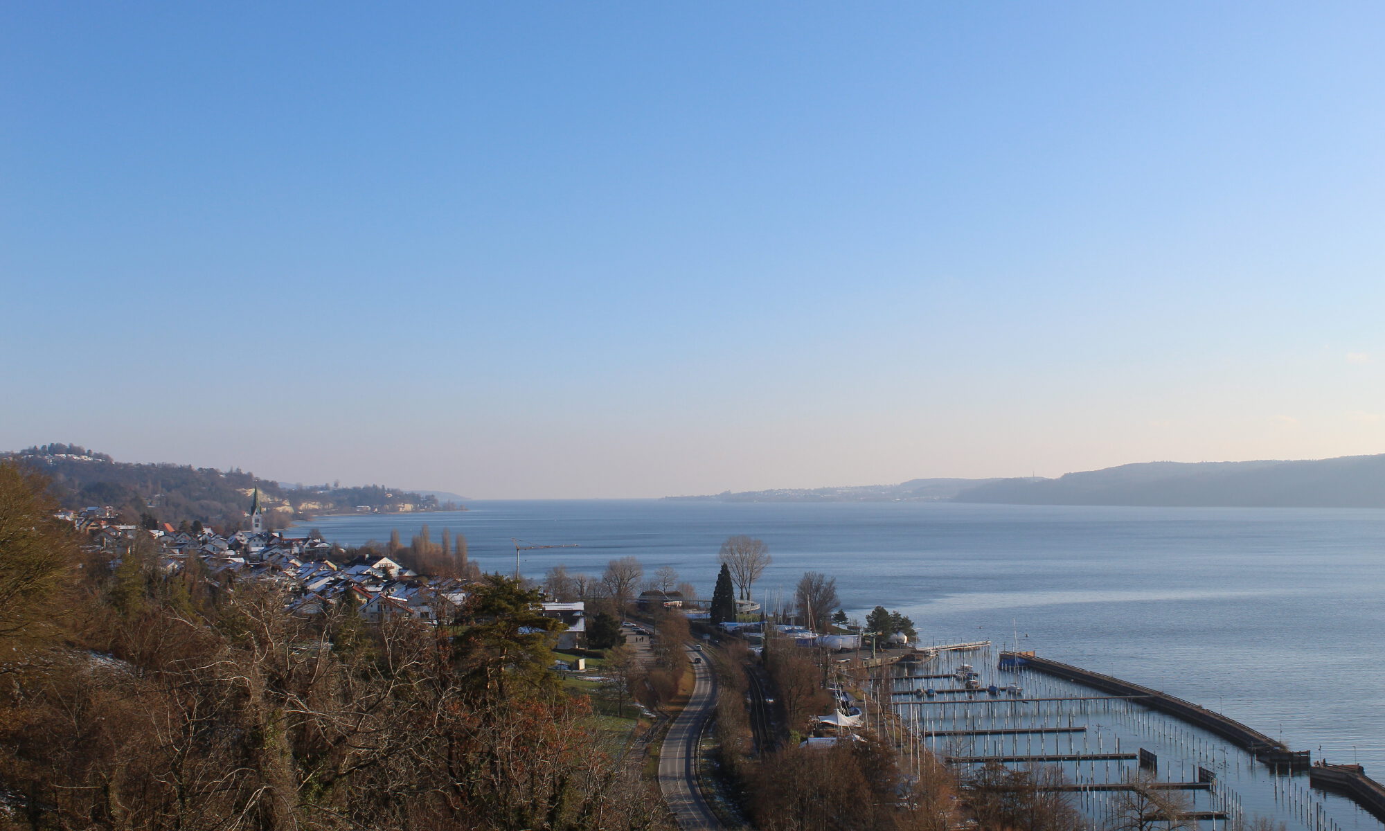 Sipplingen am Bodensee von oben Januar Kirche Dorf