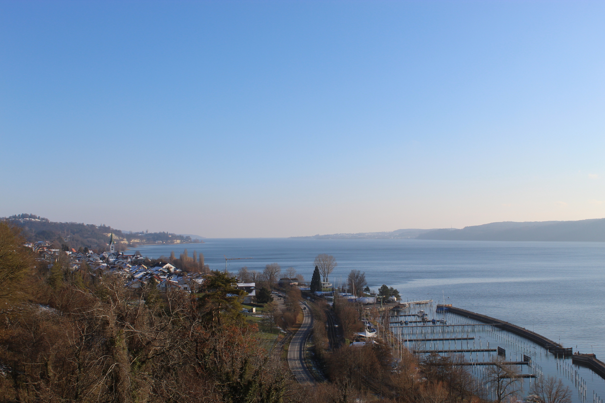 Sipplingen am Bodensee von oben Januar Kirche Dorf